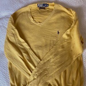 Polo Ralph Lauren Pima Cotton V-Neck Sweater - Yellow - Size Medium